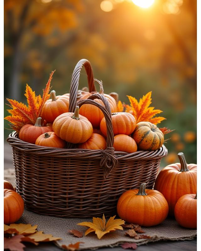 Abundant fall vegetable harvest including pumpkins and squash